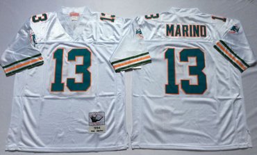Mitchell And Ness Dolphins  #13 dan marino white Throwback Stitched NFL Jersey