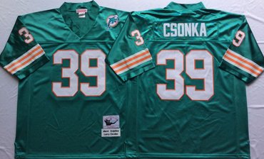 Mitchell And Ness Dolphins  #39 Larry Csonka green Throwback Stitched NFL Jersey