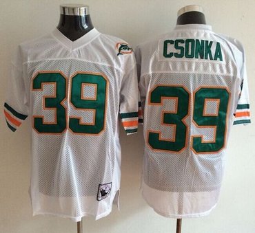 Mitchell And Ness Miami Dolphins #39 Larry Csonka White Throwback Stitched NFL Jerseys