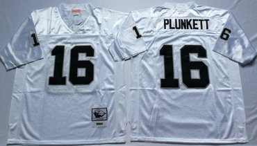 Mitchell And Ness Raiders #16 16 Jim Plunkett White Throwback Stitched NFL Jersey