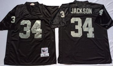 Mitchell And Ness Raiders #34 Bo Jackson balck Throwback Stitched NFL Jersey