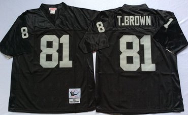 Mitchell And Ness Raiders #81  tim brown balck Throwback Stitched NFL Jersey