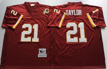 Mitchell And Ness Redskins #21 Sean Taylor Red Throwback Stitched NFL Jersey