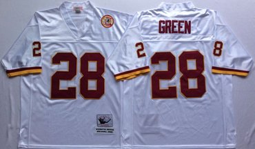 Mitchell And Ness Redskins #28 Darrell Green white Throwback Stitched NFL Jersey