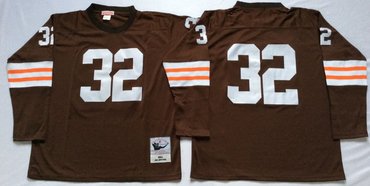 Mitchell And Ness browns #32 Jim Brown Brown Throwback Stitched NFL Jersey