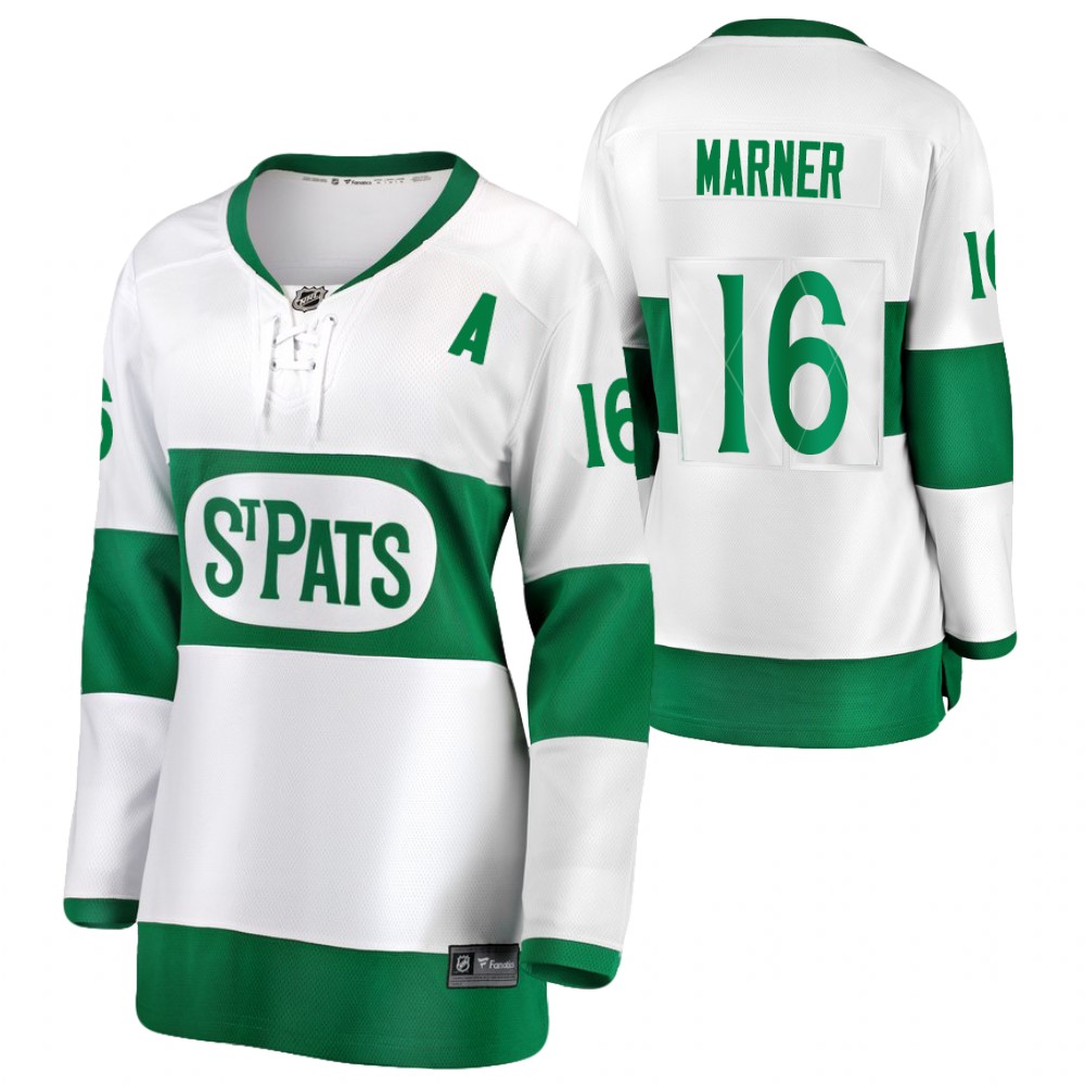 Mitchell Marner #16 Maple Leafs 2021 St. Pats Women Jersey Throwback Green