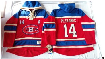 Montreal Canadiens #14 Tomas Plekanec Red Sawyer Hooded Sweatshirt Stitched NHL Jersey