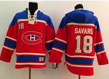 Montreal Canadiens #18 Serge Savard Red Sawyer Hooded Sweatshirt Stitched NHL Jersey