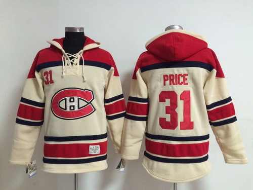 Montreal Canadiens #31 Carey Price Cream Old Time Hockey Hoodie Stitched