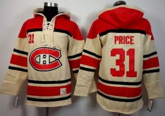 Montreal Canadiens #31 Carey Price Cream Sawyer Hooded Sweatshirt Stitched NHL Jersey