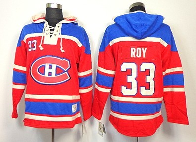 Montreal Canadiens #33 Patrick Roy Red Old Time Hockey hoodies Stitched