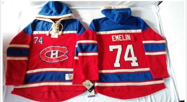Montreal Canadiens #74 Alexei Emelin Red Sawyer Hooded Sweatshirt Stitched NHL Jersey