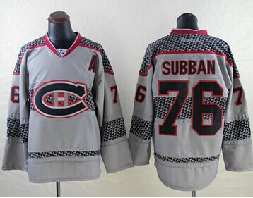 Montreal Canadiens #76 P.K Subban Charcoal Cross Check Fashion Stitched NHL Jersey