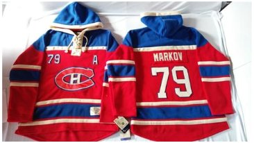 Montreal Canadiens #79 Andrei Markov Red Sawyer Hooded Sweatshirt Stitched NHL Jersey