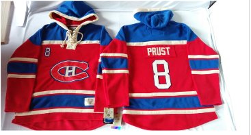Montreal Canadiens #8 Brandon Prust Red Sawyer Hooded Sweatshirt Stitched NHL Jersey