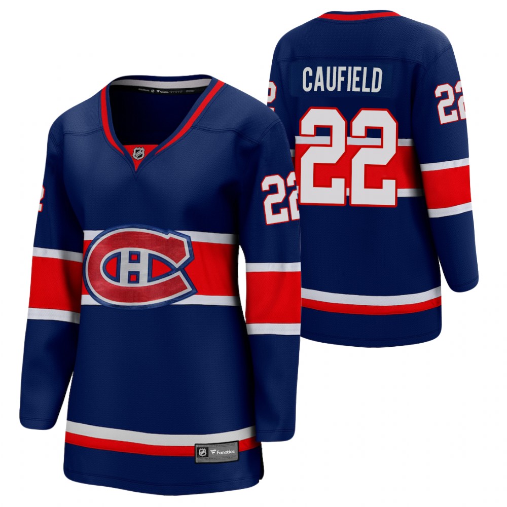 Montreal Canadiens Cole Caufield Women Blue 2021 Reverse Retro Jersey
