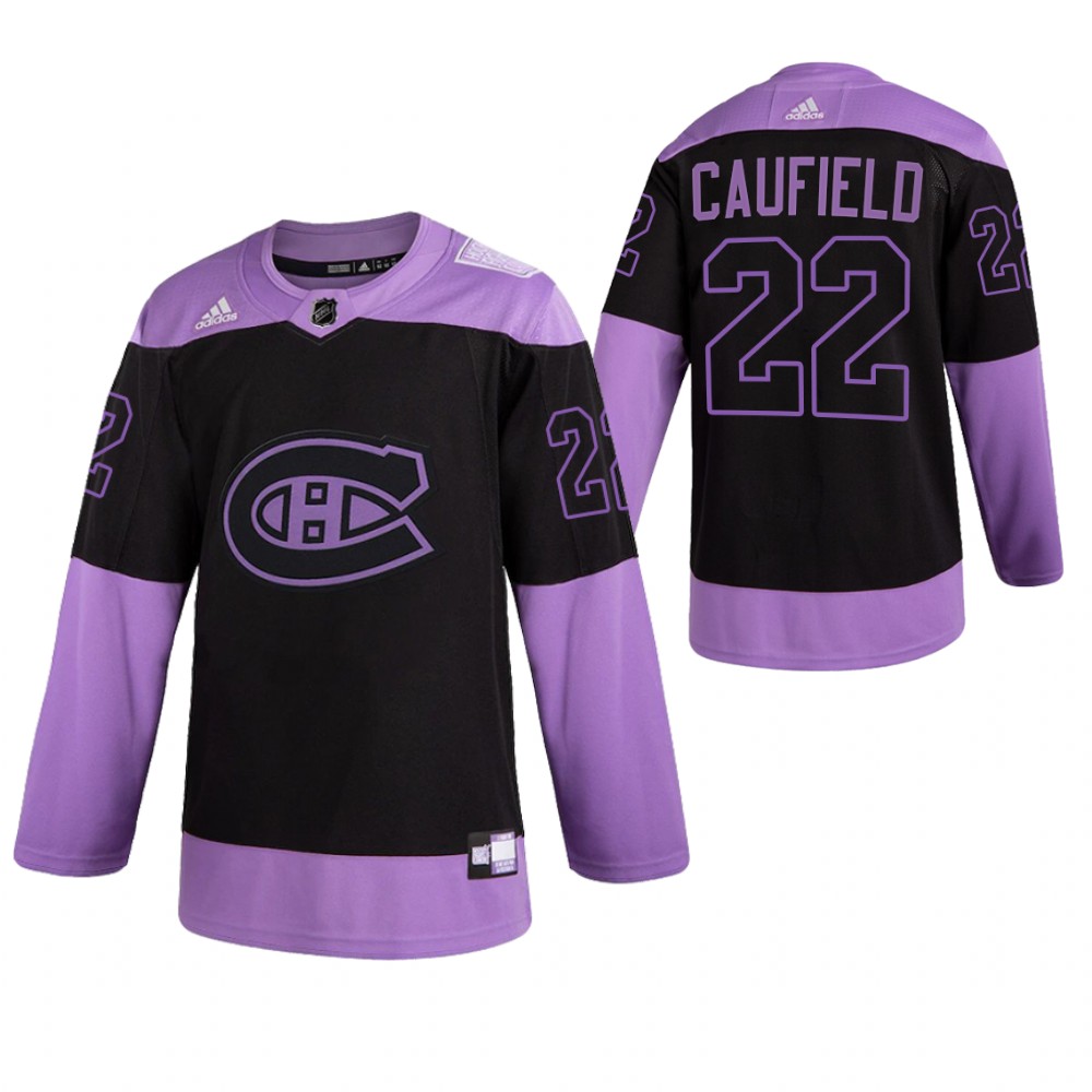 Montreal Canadiens HockeyFightsCancer Cole Caufield Purple Jersey Authentic