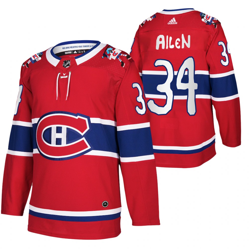 Montreal Canadiens Jake Allen Red 12th Annual oneGOALtoASSIST Benoit Tardif Jersey