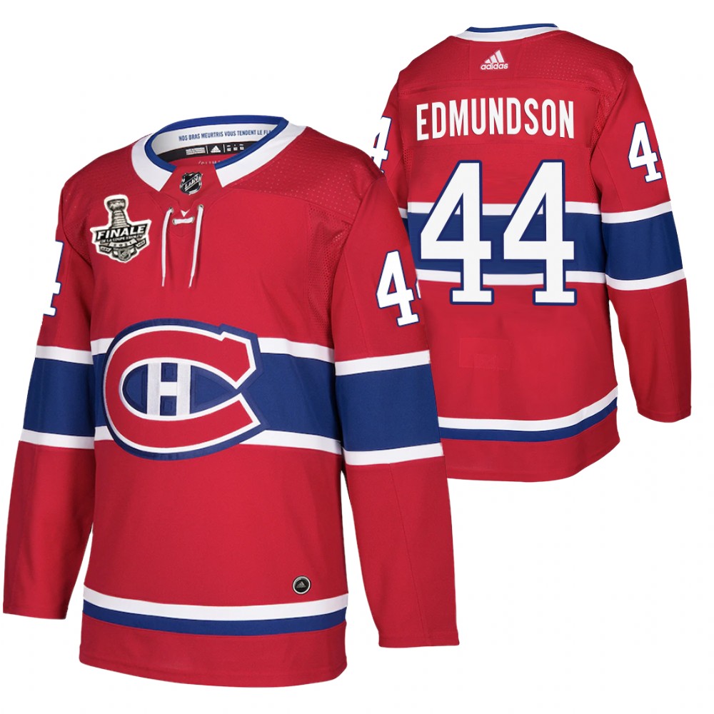 Montreal Canadiens Joel Edmundson Red 2021 de la Coupe Stanley Finale French-Language Patch Jersey