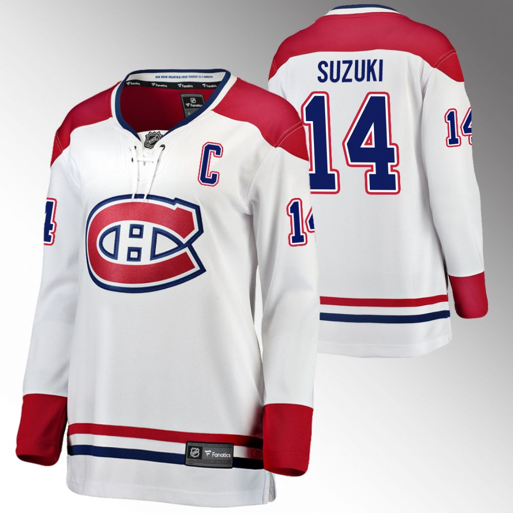 Montreal Canadiens Nick Suzuki Women White 2023 Captain Patch Jersey