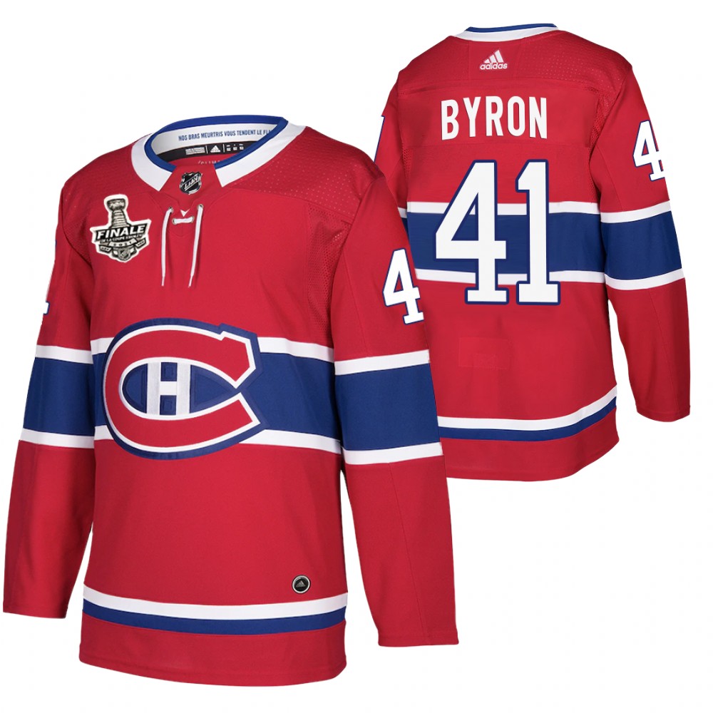 Montreal Canadiens Paul Byron Red 2021 de la Coupe Stanley Finale French-Language Patch Jersey