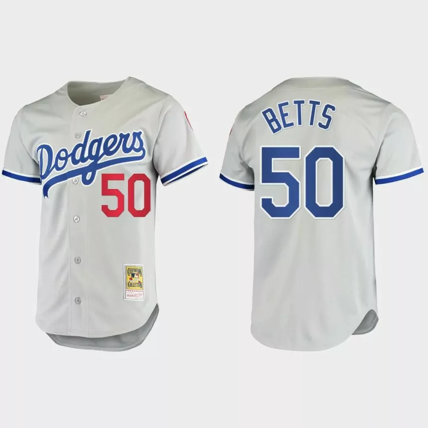 Mookie Betts #50 Los Angeles Dodgers Authentic Cooperstown Collection Jersey – Gray