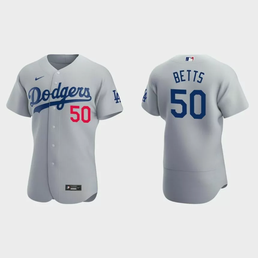 Mookie Betts #50 Los Angeles Dodgers Gray Authentic 2020 Alternate Jersey