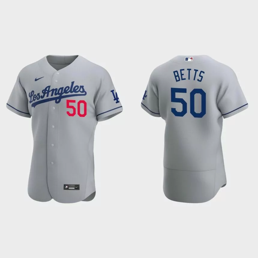 Mookie Betts #50 Los Angeles Dodgers Gray Authentic 2020 Road Jersey