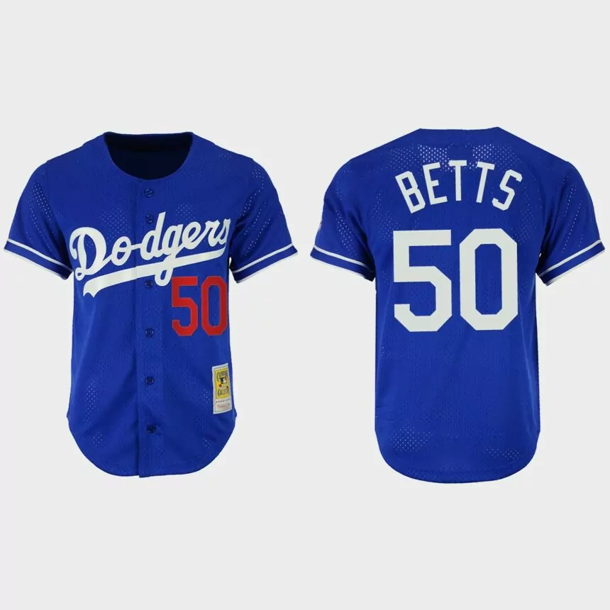 Mookie Betts #50 Los Angeles Dodgers Mesh Batting Practice Cooperstown Collection Jersey – Royal