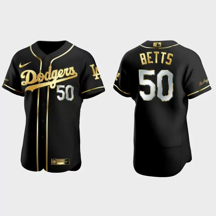 Mookie Betts Los Angeles Dodgers 2021 Gold Program Golden Authentic Jersey – Black