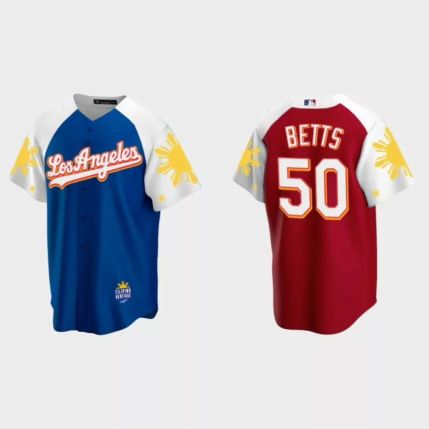Mookie Betts Los Angeles Dodgers 2022 Filipino Heritage Night Jersey – Royal Red