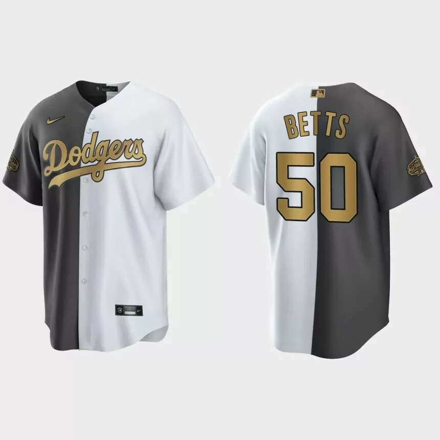 Mookie Betts Los Angeles Dodgers 2022 MLB All-Star Game Split Jersey – White Charcoal