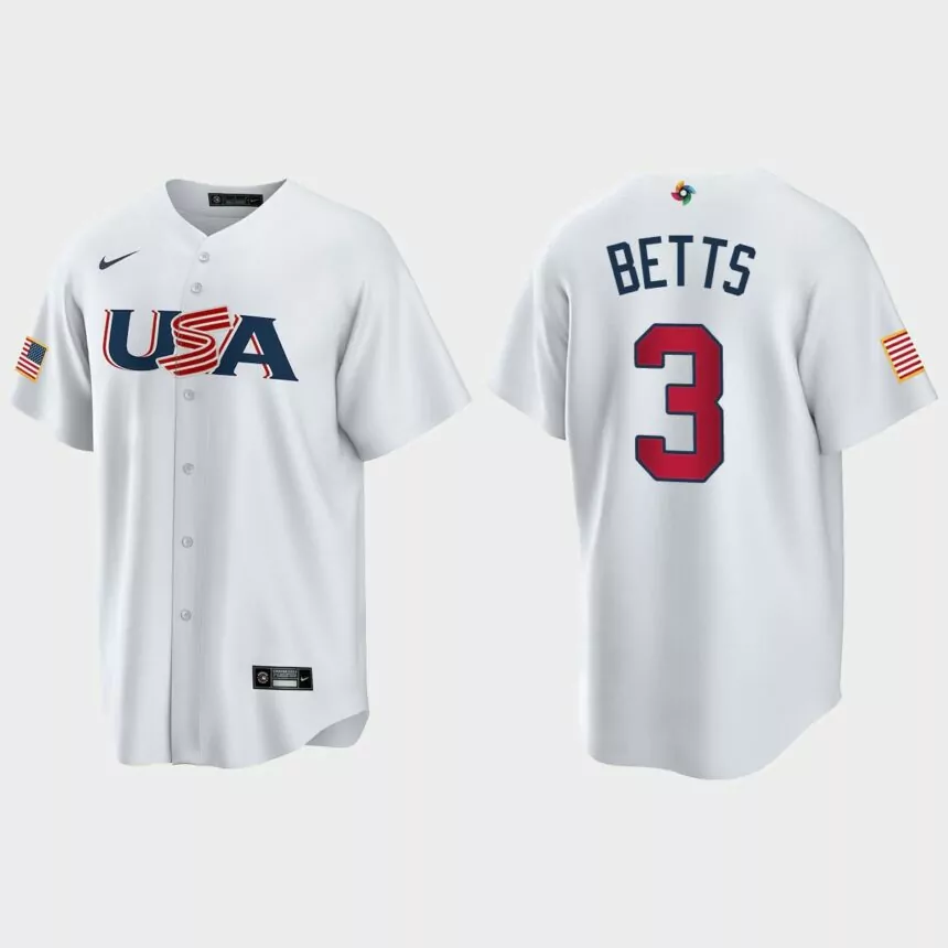 Mookie Betts Los Angeles Dodgers 2023 World Baseball Classic USA Replica Jersey – White