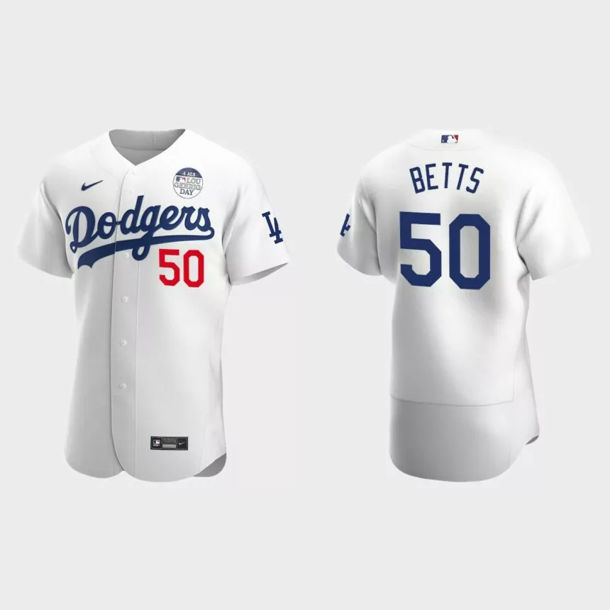 Mookie Betts Los Angeles Dodgers 4 ALS Lou Gehrig Day Authentic Jersey – White