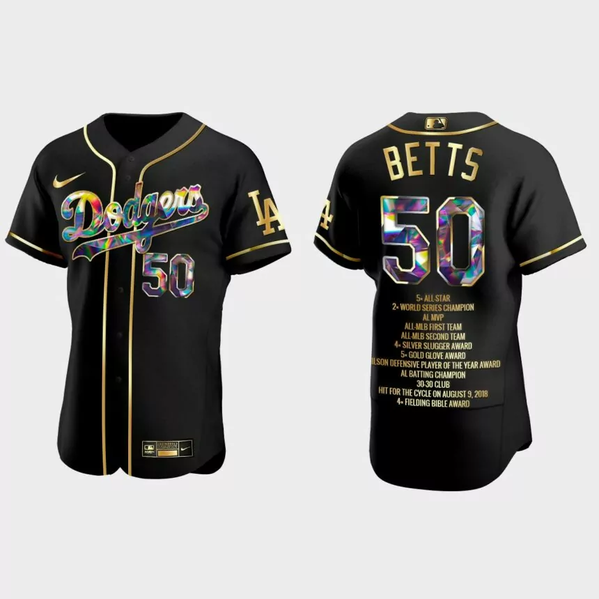Mookie Betts Los Angeles Dodgers Career Highlights Diamond Jersey – Black