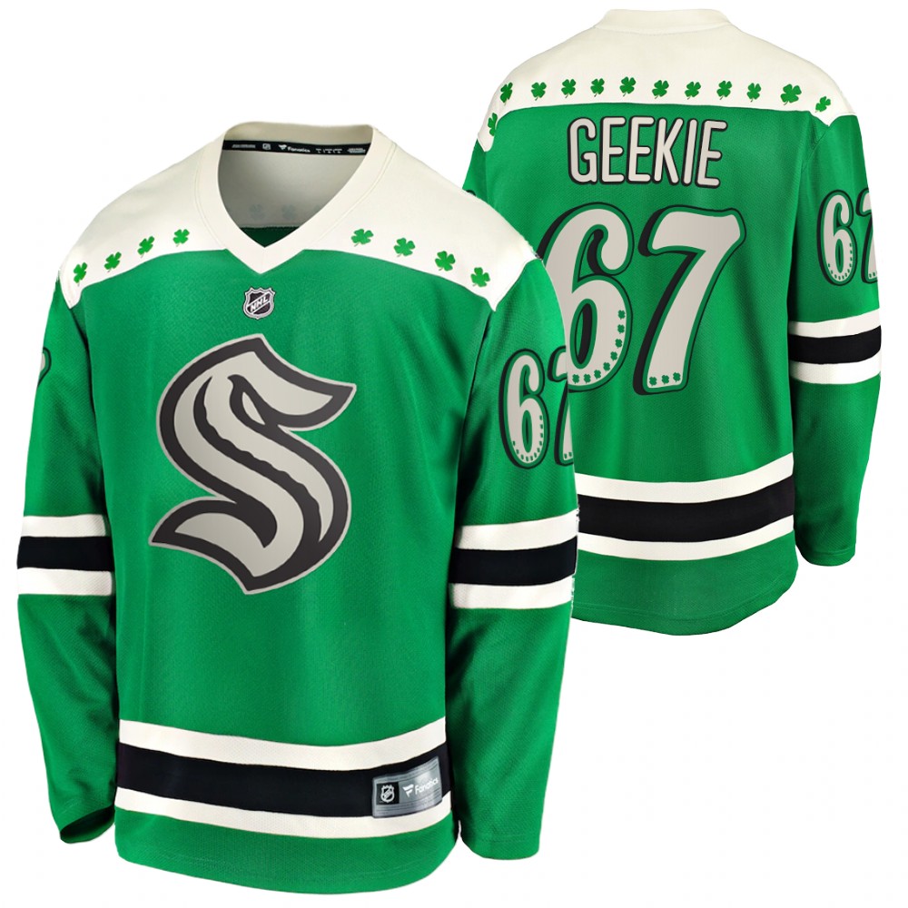 Morgan Geekie 2022 St. Patrick Kraken Green #67 Jersey