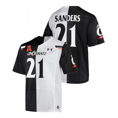 Myjai Sanders Cincinnati Bearcats Black White 2021-22 Split Edition College Football Jersey