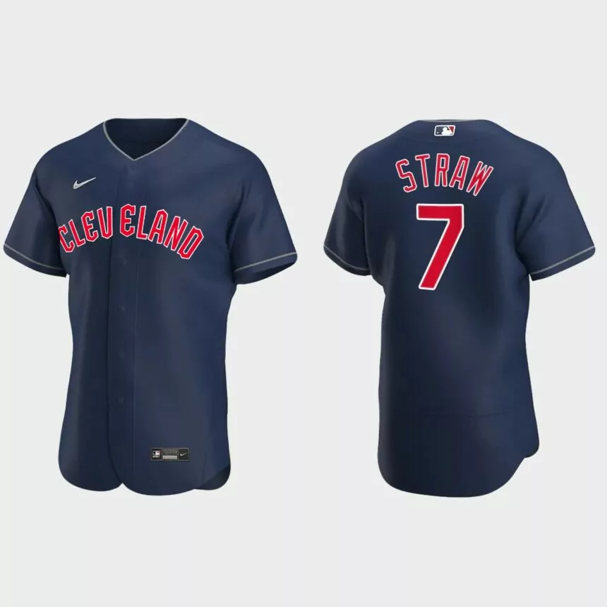 Myles Straw Cleveland Guardians 2022 Authentic Alternate Jersey – Navy