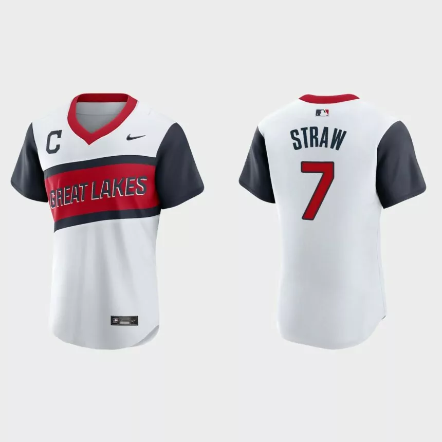 Myles Straw Cleveland Indians 2021 Little League Classic Home Authentic Jersey – White