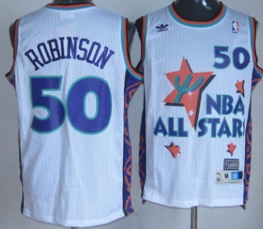 NBA 1995-1996 All-Star #50 David Robinson White Swingman Throwback Jersey