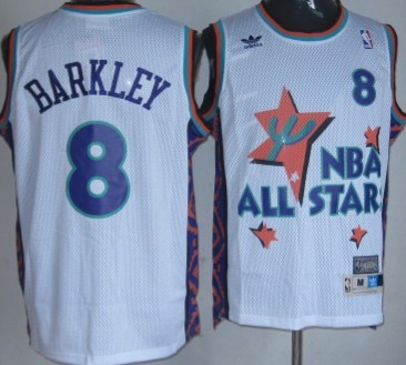 NBA 1995-1996 All-Star #8 Charles Barkley White Throwback Swingman Jersey