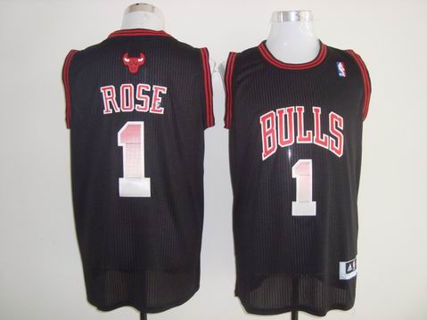 NBA Chicago Bulls #1 Rose Black[fashion embroidered-2]