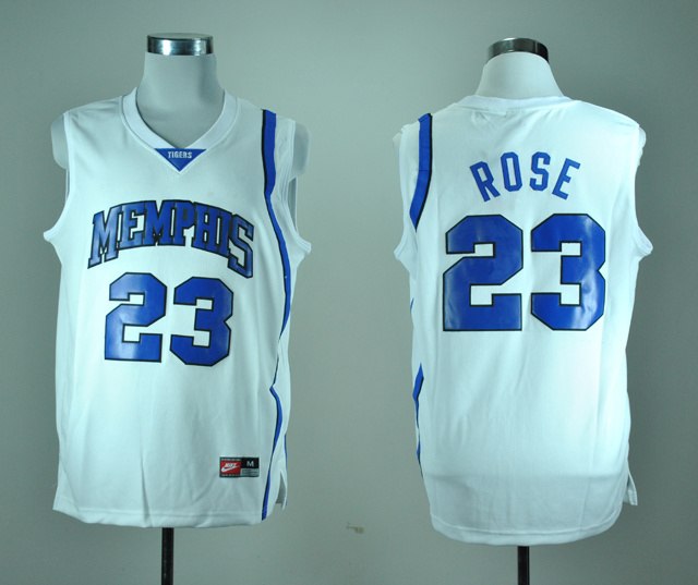 NBA NCAA Memphis Tigers Derrick Rose 23 White College Basketball Throwback Jersey
