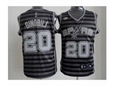 NBA San Antonio Spurs #20 Ginobili Grey Whith Black Strip Revolution 30 Swingman NBA Jerseys