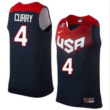 NEW 2014 Team USA #4 Stephen Curry Dark Blue Stitched NBA Jersey