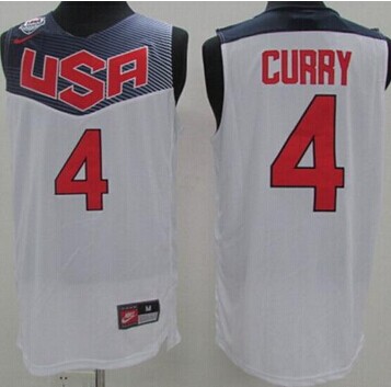 NEW 2014 Team USA #4 Stephen Curry White Stitched NBA Jersey