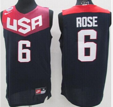 NEW 2014 Team USA #6 Derrick Rose Dark Blue Stitched NBA Jersey