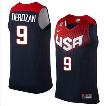 NEW 2014 Team USA #9 DeMar DeRozan Dark Blue Stitched NBA Jersey
