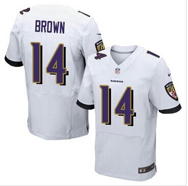 NEW Baltimore Ravens #14 Marlon Brown White NFL New Elite Jersey