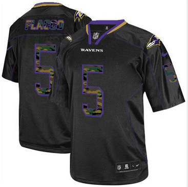 NEW Baltimore Ravens #5 Joe Flacco Black NFL Elite Camo Fashion Jersey